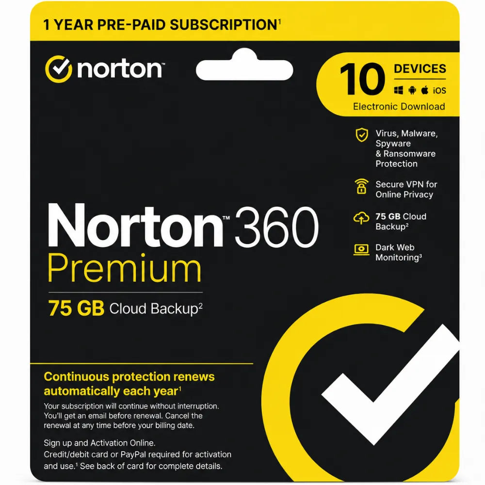 Norton 360 Premium 75GB 10 Devices 1 Year