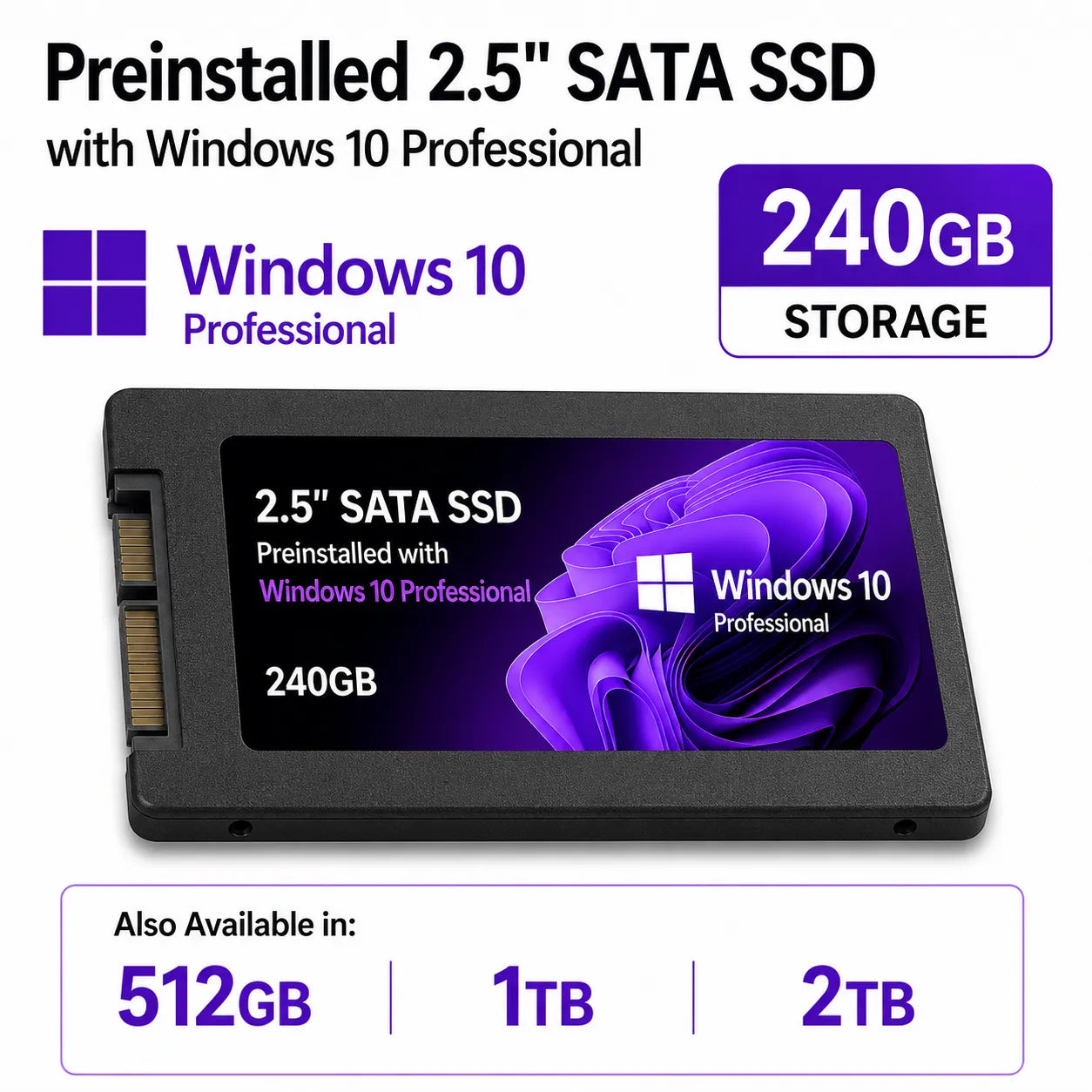 Windows 10 Professional Preinstalled 2.5in SSD Drive 240GB/512GB/1TB/2TB Hauptbild